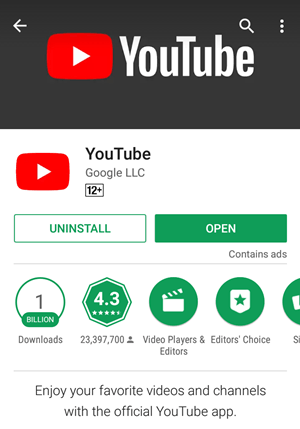 YouTube app