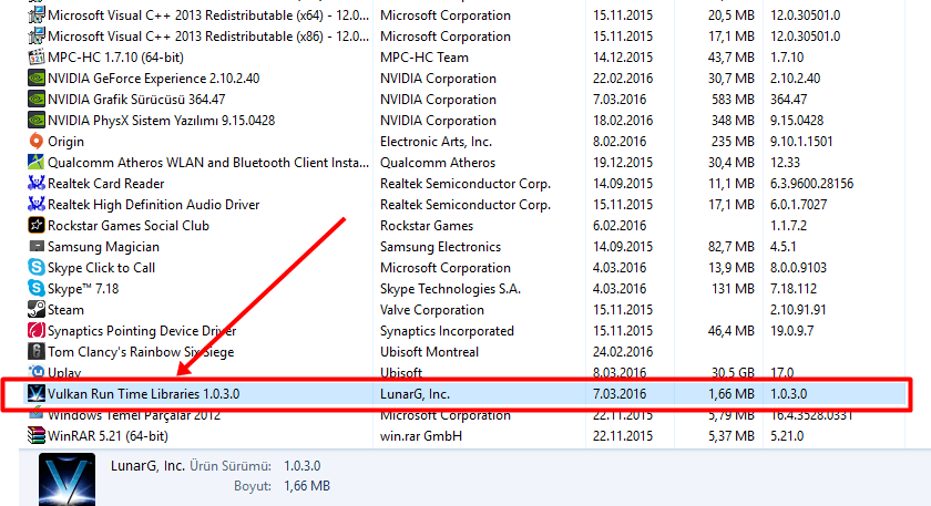 Vulkan Runtime Libraries presence