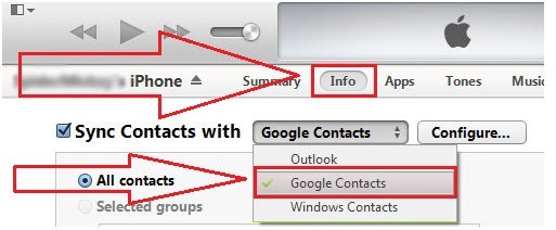 Google contacts option