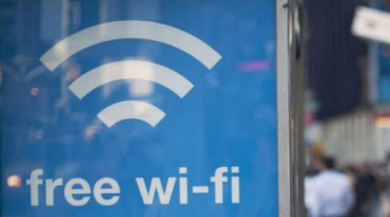 Free Wi-Fi banner hanging on a wall