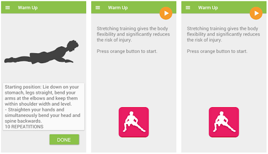 Stretching training app