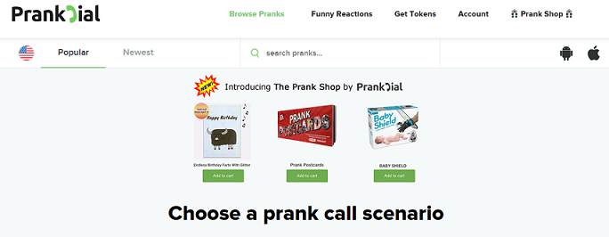 PrankDial website