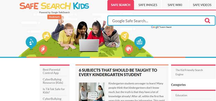 Safe Search Kids website